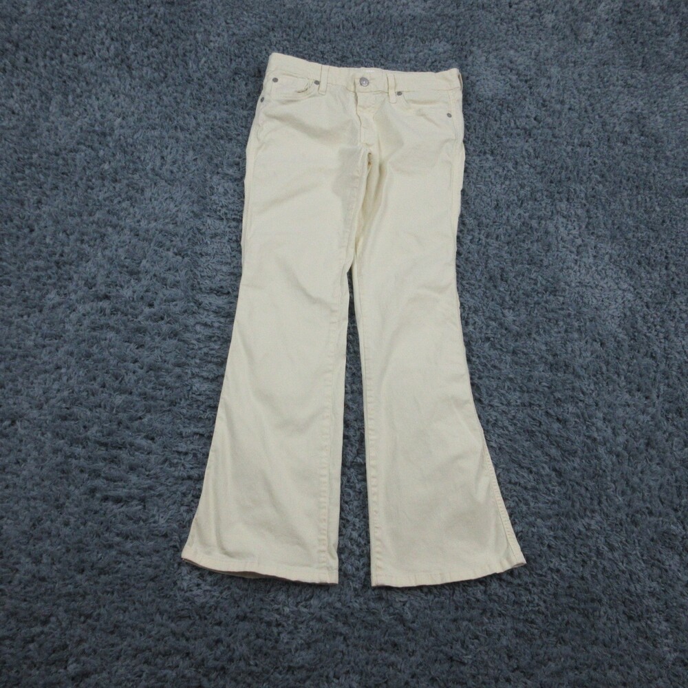 7 For All Mankind Jeans Womens 28 Yellow Bootcut Stretch Made USA Flare 25x29.5*